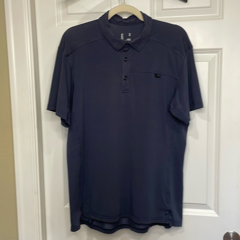 Arc'teryx Captive Polo Shirt Men's Medium Blue Three Button Placket Short Sleeve